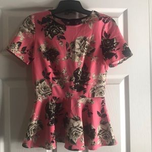 Pink Floral Peplum size 4 Top